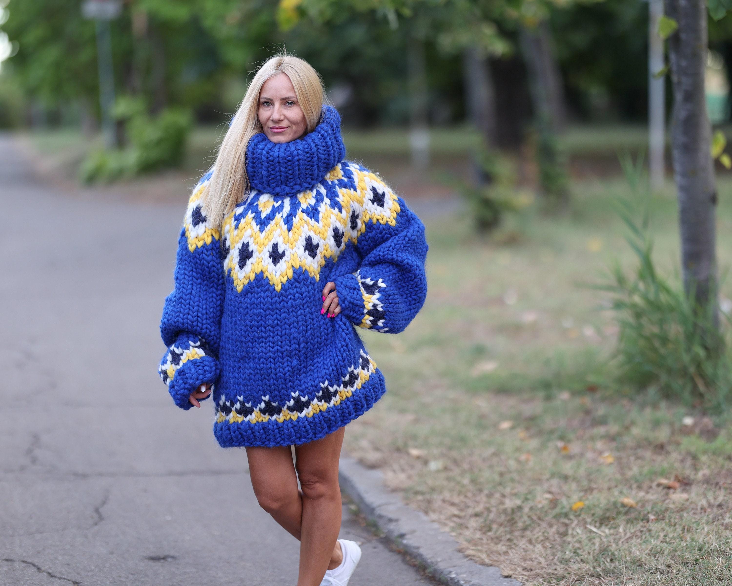 Icelandic Merino Wool Sweater With 50 Cm Turtleneck, Hand Knitted