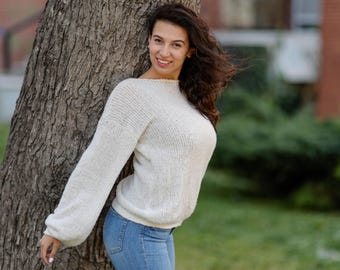 One available in size L,  Italian Bio Cotton hand knitted sweater T1066