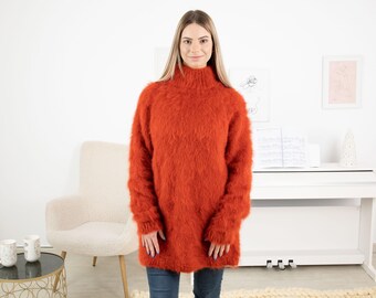 Suéter de alpaca Suri peluda, jersey de lana suave de pelo largo T1327