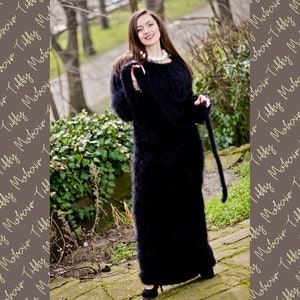 Fluffy Mohair Dress, Cowl Neck Mohair Dress, Black Maxi Dress, Knit Sweater Dress Oversized Mohair Dress, Fetish Dress , Maxi Dress T290