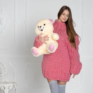 2.5 kg Pink Merino Wool Sweater , Huge Super Chunky Knit Woolen Pullover, Marshmallow sweater, Giant knit sweater, Huge Sweater T623W