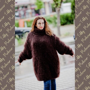 Mohair & Cashmere Sweater, Turtleneck Sweater, Fetish Mohair Sweater, Thick Sweater, Oversized Sweater, Huge Sweater, Soft Fuzzy Sweater T59