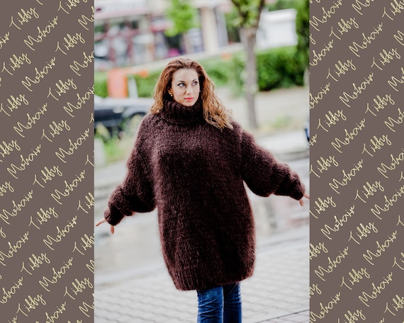 Mohair & Kaschmir Pullover, Rollkragen Pullover, Fetisch Mohair Pullover, Dicker  Pullover, Oversized Pullover, Riesiger Pullover, Weicher Fuzzy Pullover T59  - Etsy.de