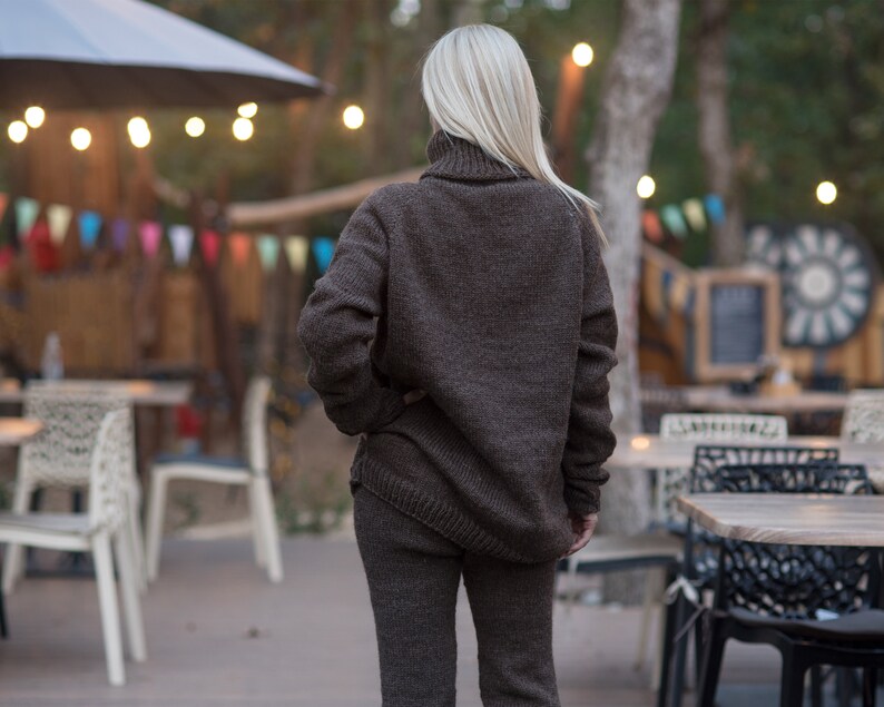 Brown Itchy Wool Sweater Hand Knitted Pullover Made in 100 Etsy