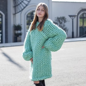 Merino Wool Sweater , Huge Super Chunky Knit Woolen Pullover, Marshmallow sweater, Giant knit sweater, Huge Sweater T1038