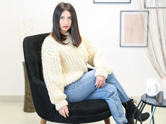 Cream Fisherman Rib Sweater Ribbed 