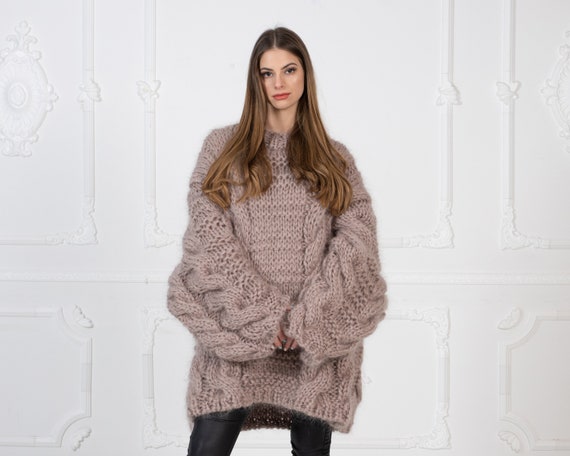 Oversized Loose Knit Beige Mohair Sweater, Cables Sweater, Hand Knit Sweater, Chunky Sweater, Chunky Sweater, Men Sweater T992W - Etsy Oversized Loose Knit Beige Mohair Sweater, Cables Sweater, Hand Knit Sweater, Chunky Sweater, Chunky Sweater, Men Sweater T992W - Etsy