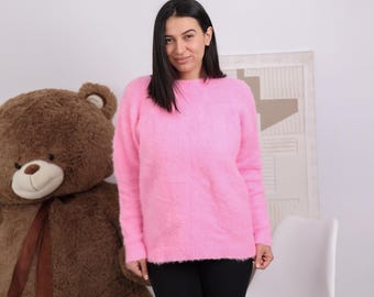 Ein erhältlich in Größe XL, Rosa Alpaka-Pullover - Weicher, kuscheliger Pullover T1829