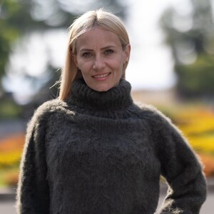 Suéter de lana merino y alpaca tejido a mano, suave y esponjoso, modelo T1234