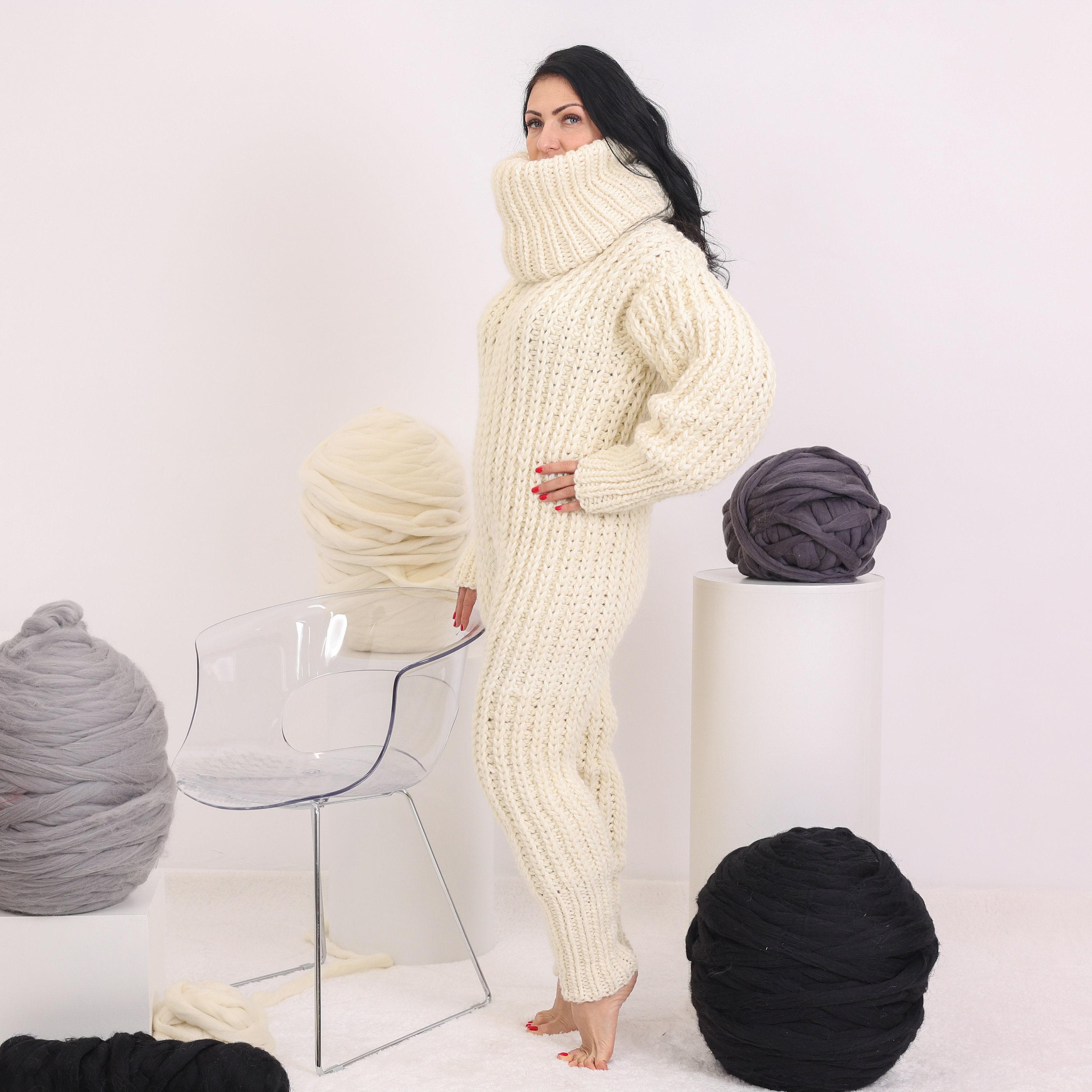 Wool Catsuit – Hand-knitted 100% Wool Full Body Suit With Extra