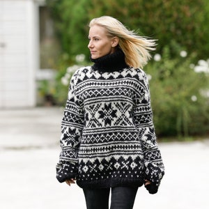 Norwegian Wool Sweater, Icelandic Sweater, Hand Knitted Sweater, T1123 image 7