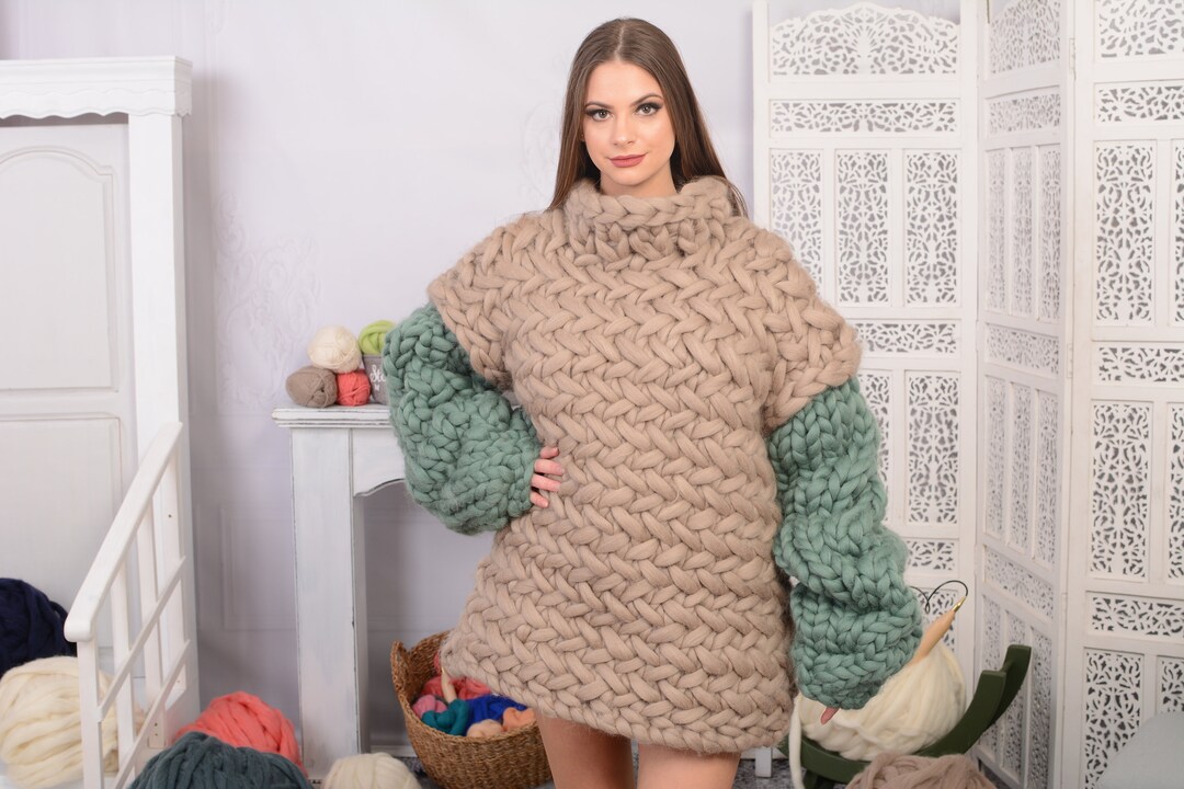 3-4 Kg Super Chunky Sweater, Merino Wool Sweater, Knit Chunky Sweater ...