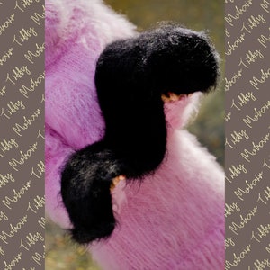 Black Mohair Scarf, Fluffy Shawl, Hand Knitted Scarf, Long Wrap, Fetish Scarf, Winter Shawl, Chunky Scarf, Huge Shrug, Fuzzy Neckscarf T178a