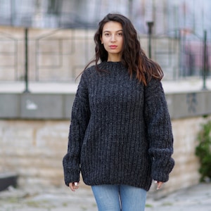 Alpaca and Merino wool mix Sweater , English rib Jumper , Chunky knit sweater T1059