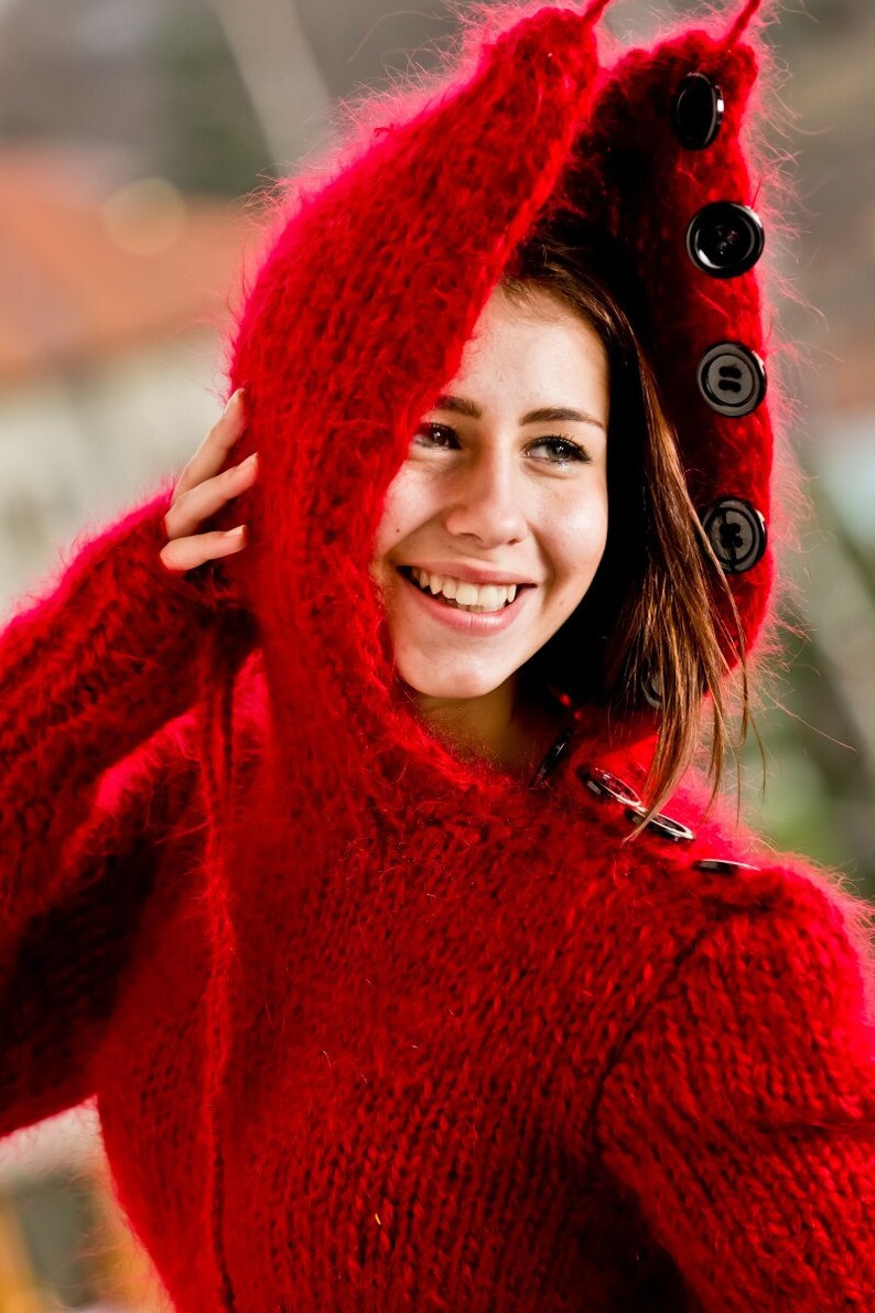 Fetish Bodysuit Red Mohair Bodysuit Fuzzy Mohair Romper Soft Turtleneck Sweater Fluffy Fetish Underwear T241 Hand Knit Mohair Sweater