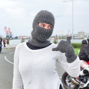Brown Raw Wool Balaclava, Chunky Balaclava Knitted in Itchy