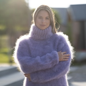 4 strands Italian Kid Mohair Sweater in Purple , Fluffy Sweater T1256