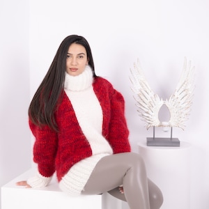 Christmas Sweater, Thick Mohair Sweater, Turtleneck Sweater, Hand Knitted Sweater, Fluffy Sweater, T1590