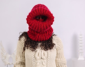 マフラー・ストール FALLETT Hairy Knit Balaclava Muffler 4FM088 Mohair and Wool Mix Balaclava, Head Warmer, Fetish Balaclava