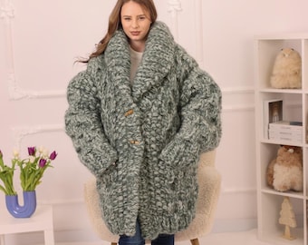 Vintage Cardigan / Mohair Cardigan / 1960s Campus Fuzzy Mohair