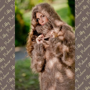 Hooded Mohair Sweater, Oversized Turtleneck Sweater, Men Mohair Sweater, Knitted Pullover, Huge Sweater, Mohair Fetish, Chunky Sweater T100