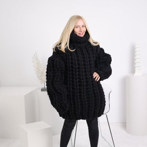 Sehr schwerer Huge Hand Knit Wool Pullover aus 100 % weicher Wolle, English Rib Sweater T1625