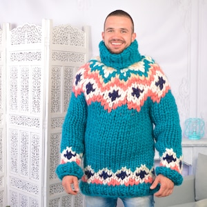 Extra Soft Icelandic Merino wool sweater , Lopi Turtleneck Pullover, Nordic Merino Jumper T 802M