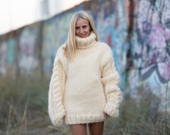 10 Stränge Zopfmuster Mohair Pullover, Grobstrick Fuzzy Pullover, Tiffy Mohair Pullover T1245