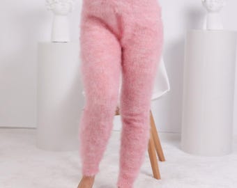 Pronti per la spedizione pantaloni in mohair blu scaldamuscoli lavorati a mano di SuperTanya - Italia Pronti per la spedizione pantaloni in mohair blu scaldamuscoli lavorati a mano di SuperTanya - Italia