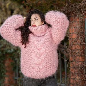 20 fädiger Mohair Pullover, Handgestrickter grobstrick Pullover, Handgestrickter grobstrick Pullover, Mohair Pullover, Blauer Pullover T1399