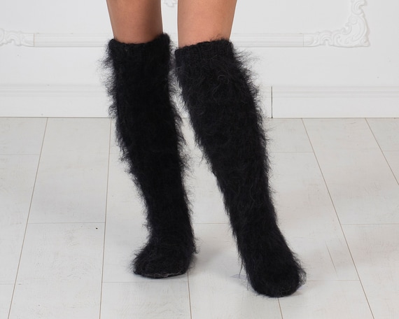Balck Mohair Socks Hand Knit Legwarmers Fuzzy Socks Fluffy Socks Winter Socks Warm Socks Fetish Socks Hand Knitted Socks T1014 Etsy Canada