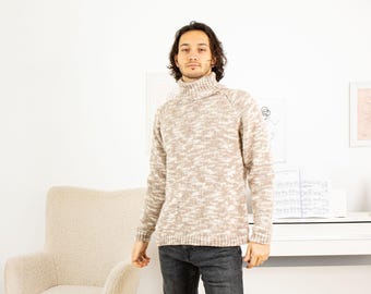 Men’s Melange Merino Wool Sweater – Soft Hand-Knitted Jumper T1332