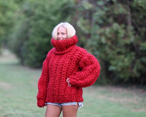 Maglione in lana merino al 100% con collo alto da 50 cm, maglione