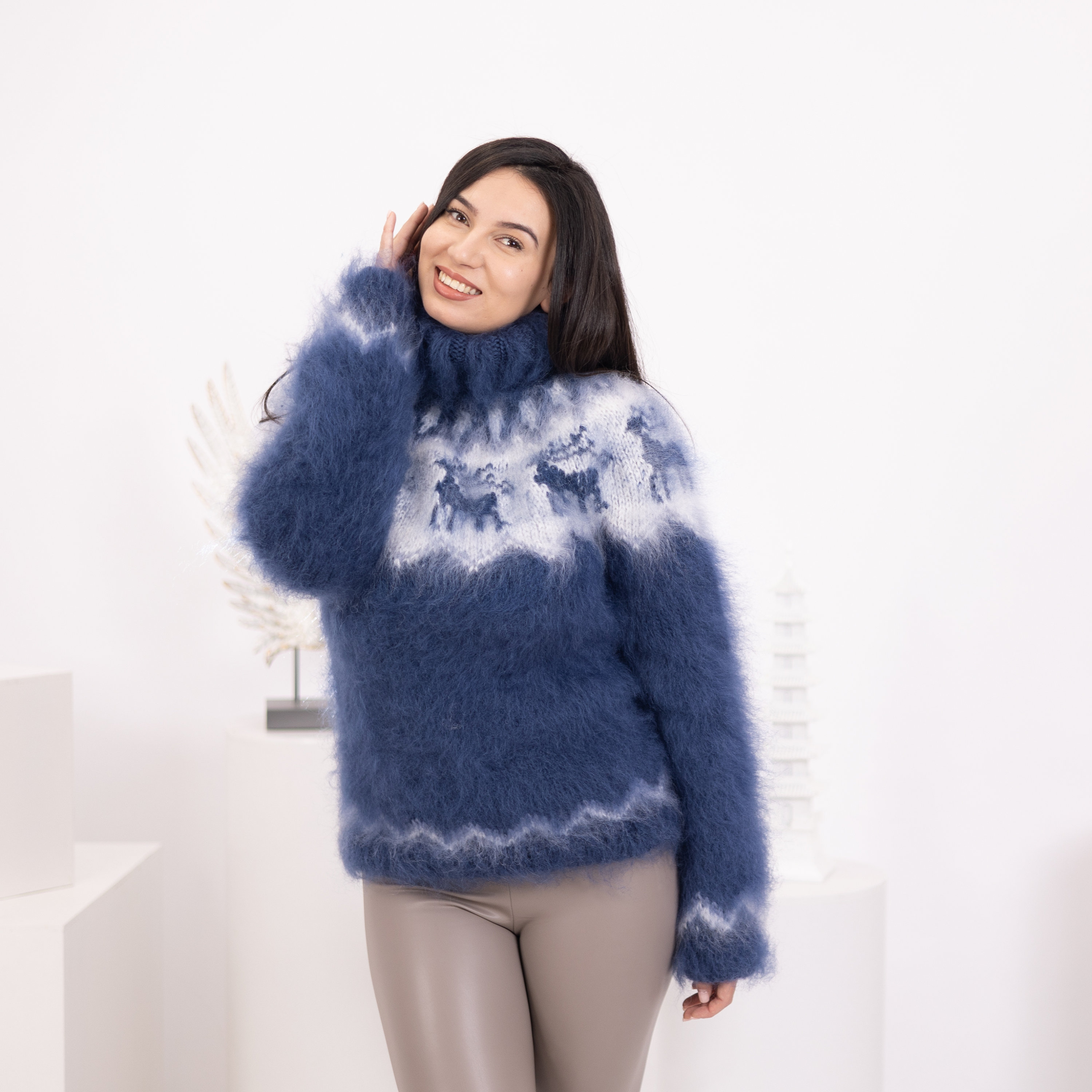 Hand knit wool sweater T817 – Tiffy mohair