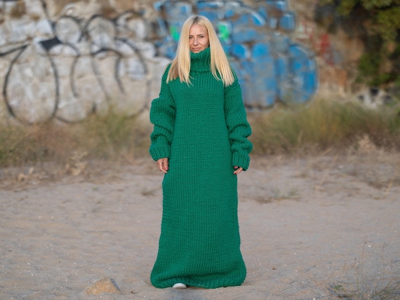 green maxi sweater dress Simone Dark Olive Sweater Maxi Dress - S Size - Women's Dresses main image 0
