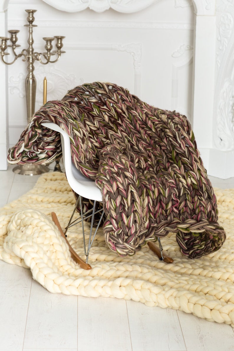 Soft Wool Blanket 45 X 60 Hand Knittted Throw Giant Etsy