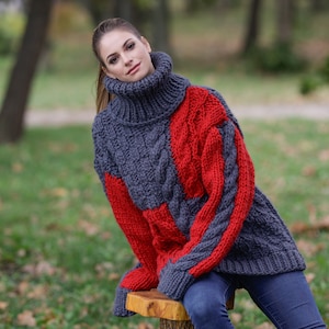 100 % Soft Wool Sweater , Cable Knit  Jumper T1110