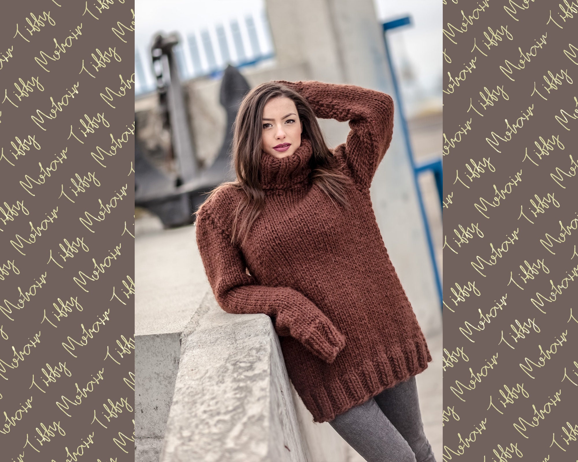 brown chunky knit sweater