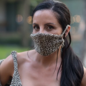 Knitted Melange wool mask  ,  face mask made in 100 % wool  T884