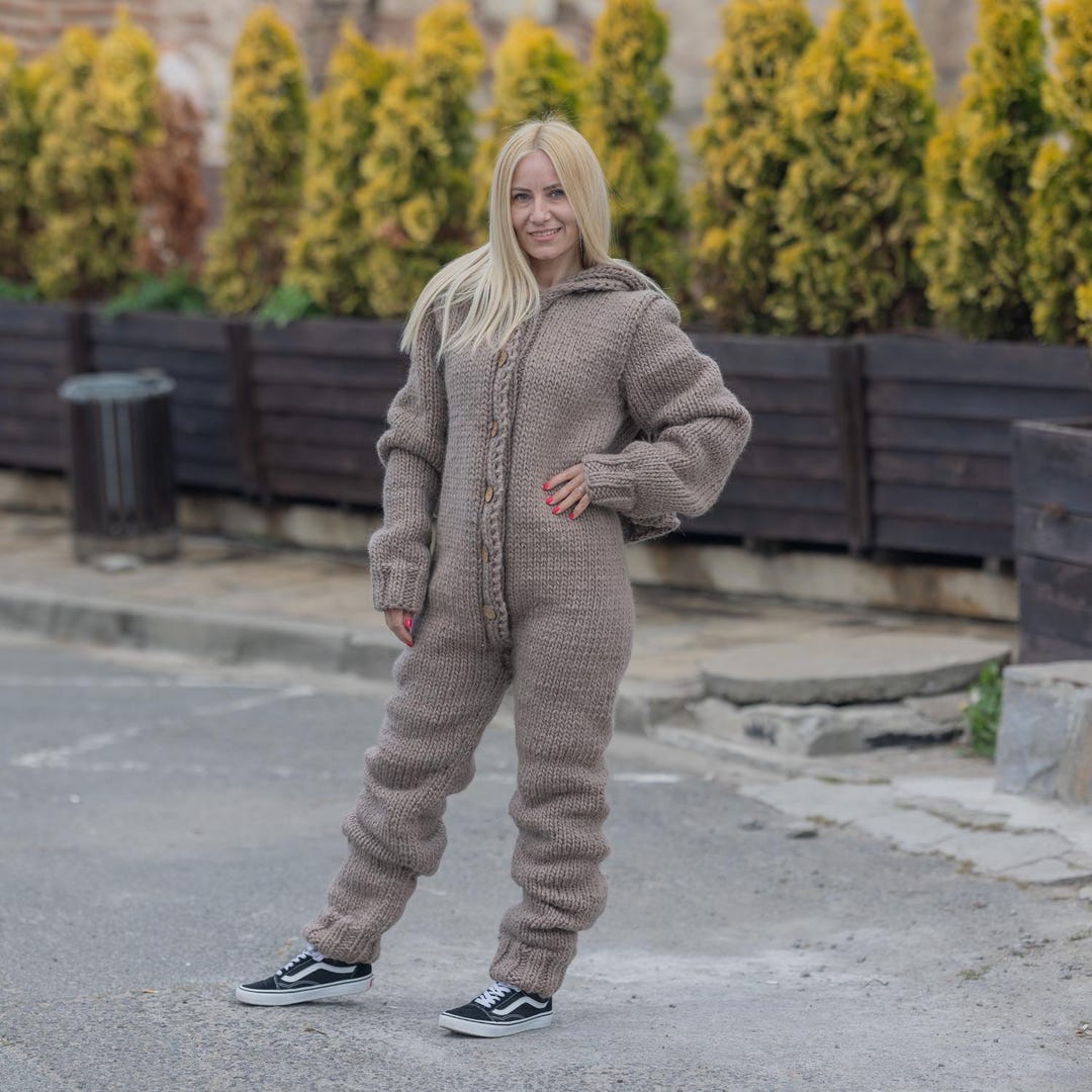 Wool Catsuit – Cozy Hand-knitted Full Body Jumpsuit With 55 Cm