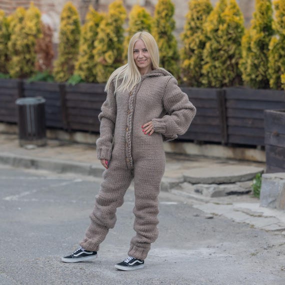 Wool Catsuit – Cozy Hand-knitted Full Body Jumpsuit With 55 Cm