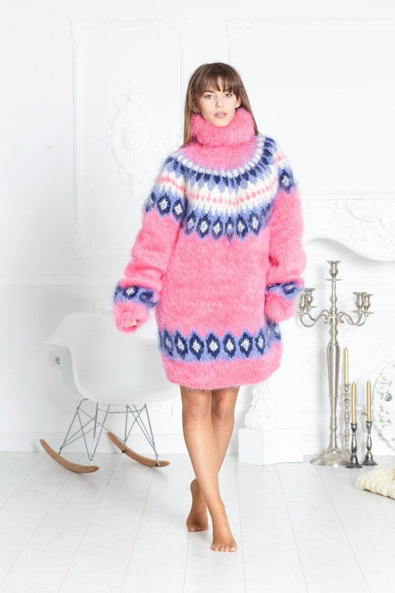 Pink Mohair Sweater Icelandic Sweater 