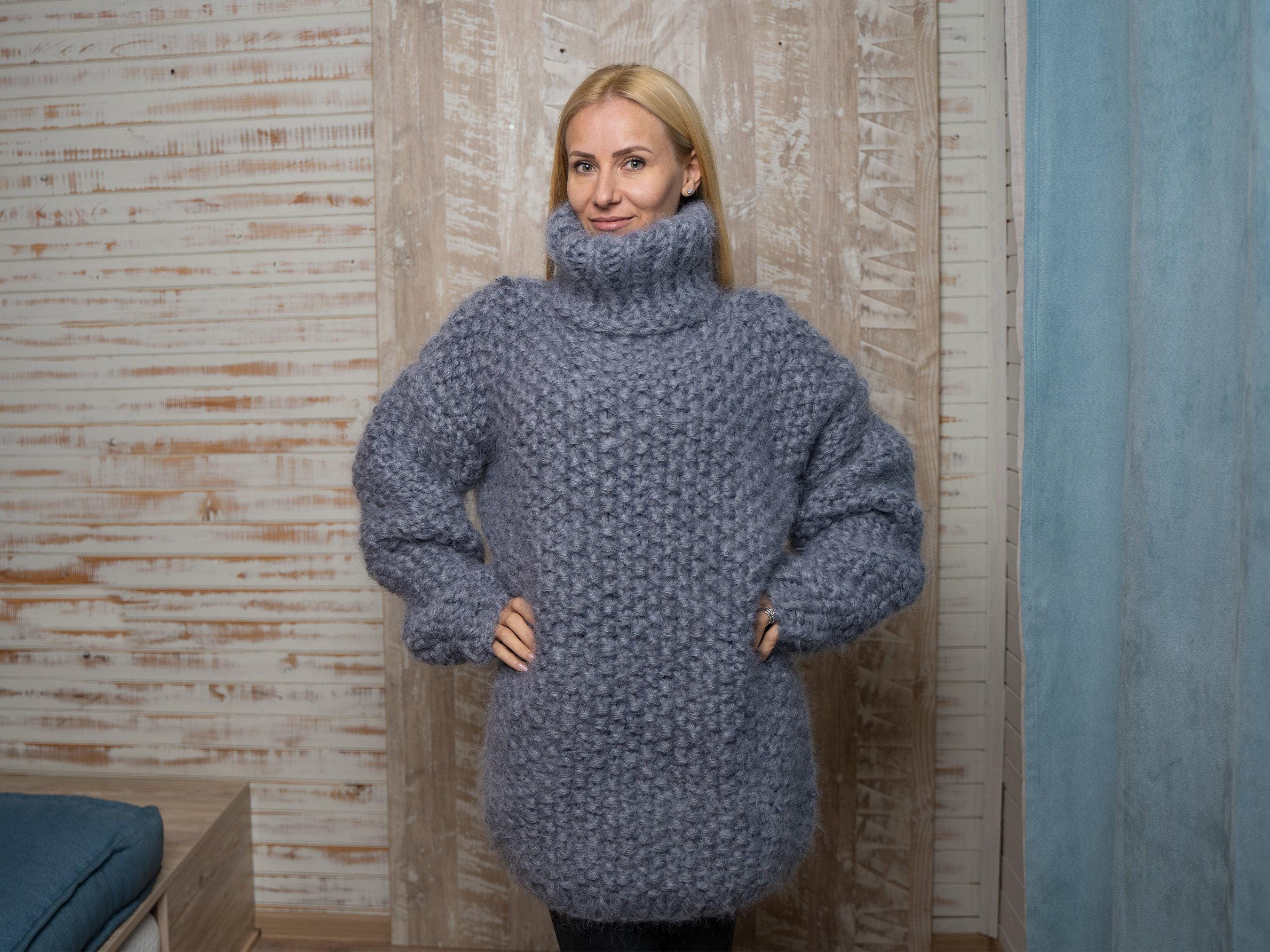 Moss Stitch Chunky Mohair Sweater – 8-strand Thick Hand-knitted