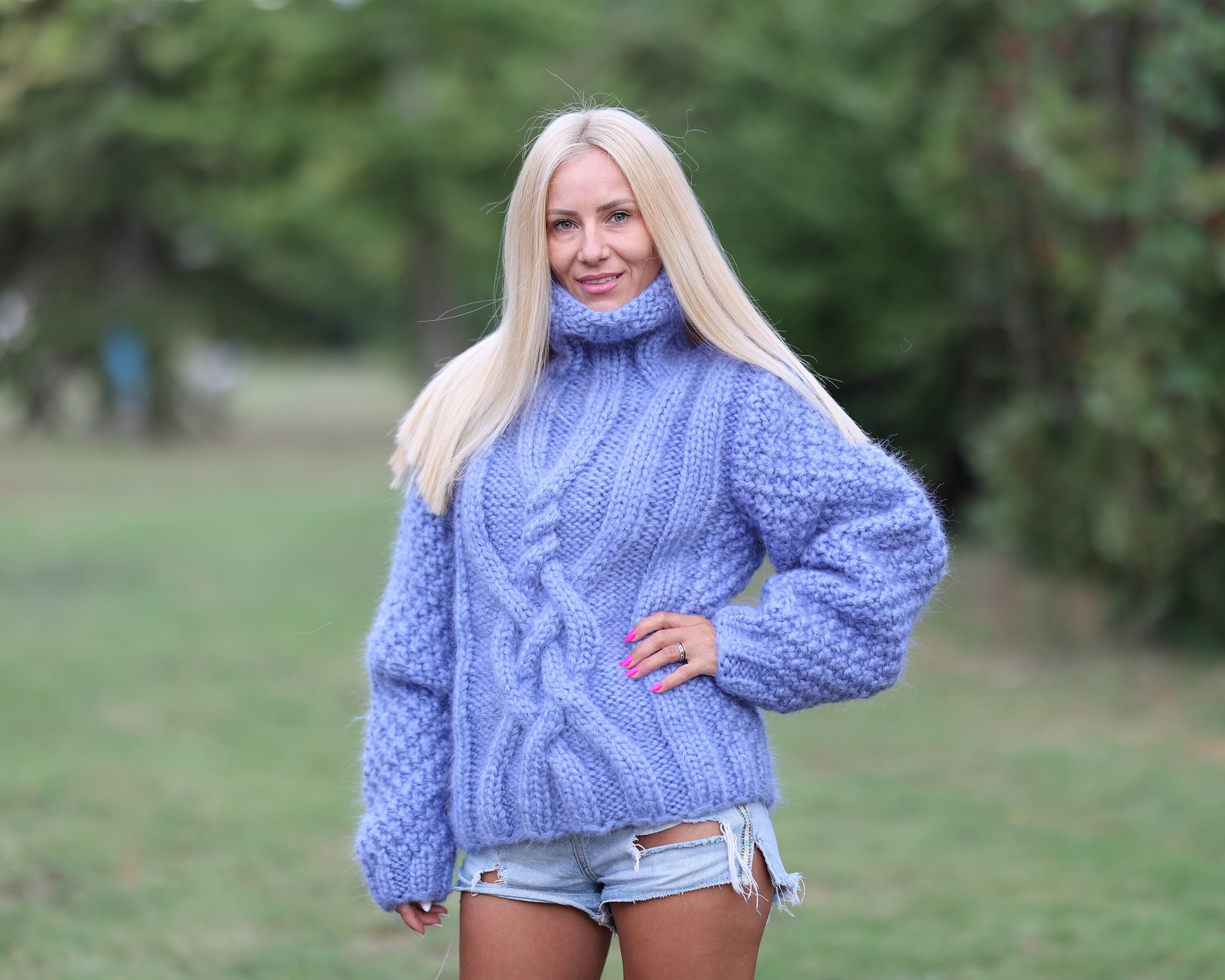 6 Strands Mohair Sweater, Cables Sweater, Hand Knit Sweater 6 Strands Mohair Sweater, Cables Sweater, Hand Knit Sweater
