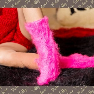 Mohair Socks, Hand Knit Legwarmers, Fuzzy Socks, Fluffy Socks, Winter Socks, Warm Socks, Fetish Socks, Wool Socks, HAnd KNitted Socks T249