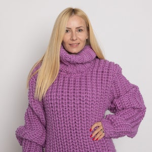 English Ribbed Pink wool Dress,Hand Knit Sweater Dress, Turtleneck Maxi Dress TT1520 image 9