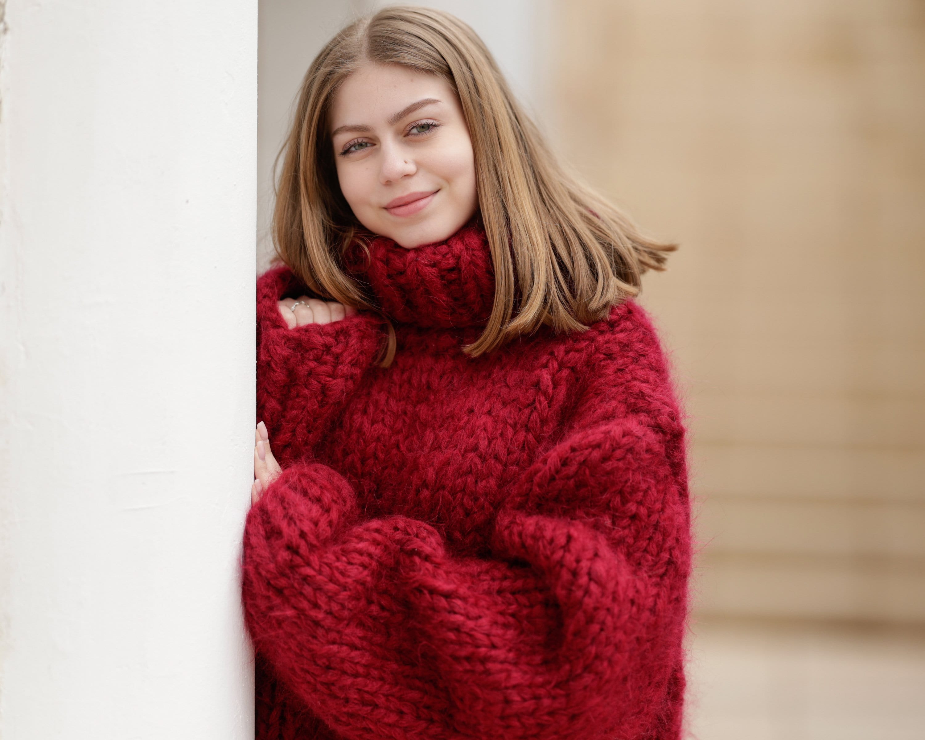 12 Strands Huge Turtleneck Mohair Sweater, Chunky Knit 12 Strands Huge Turtleneck Mohair Sweater, Chunky Knit