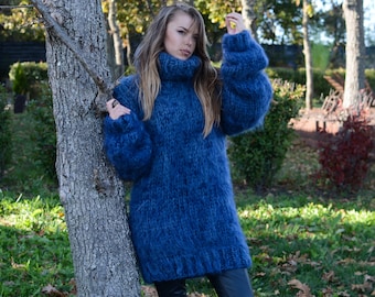 Pull très épais 5 brins en mélange mohair et laine douce T673W