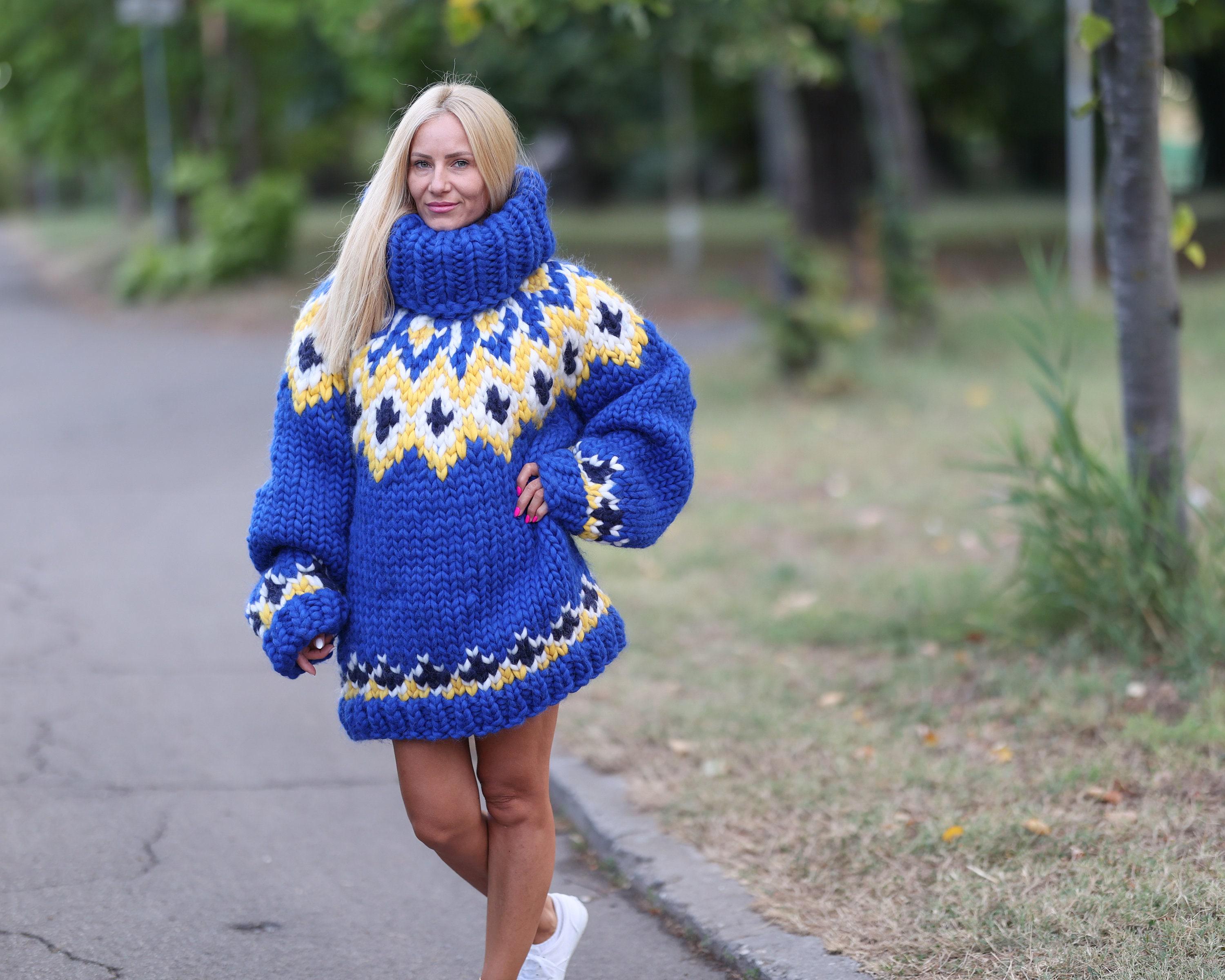 Icelandic Merino Wool Sweater With 50 Cm Turtleneck, Hand Knitted