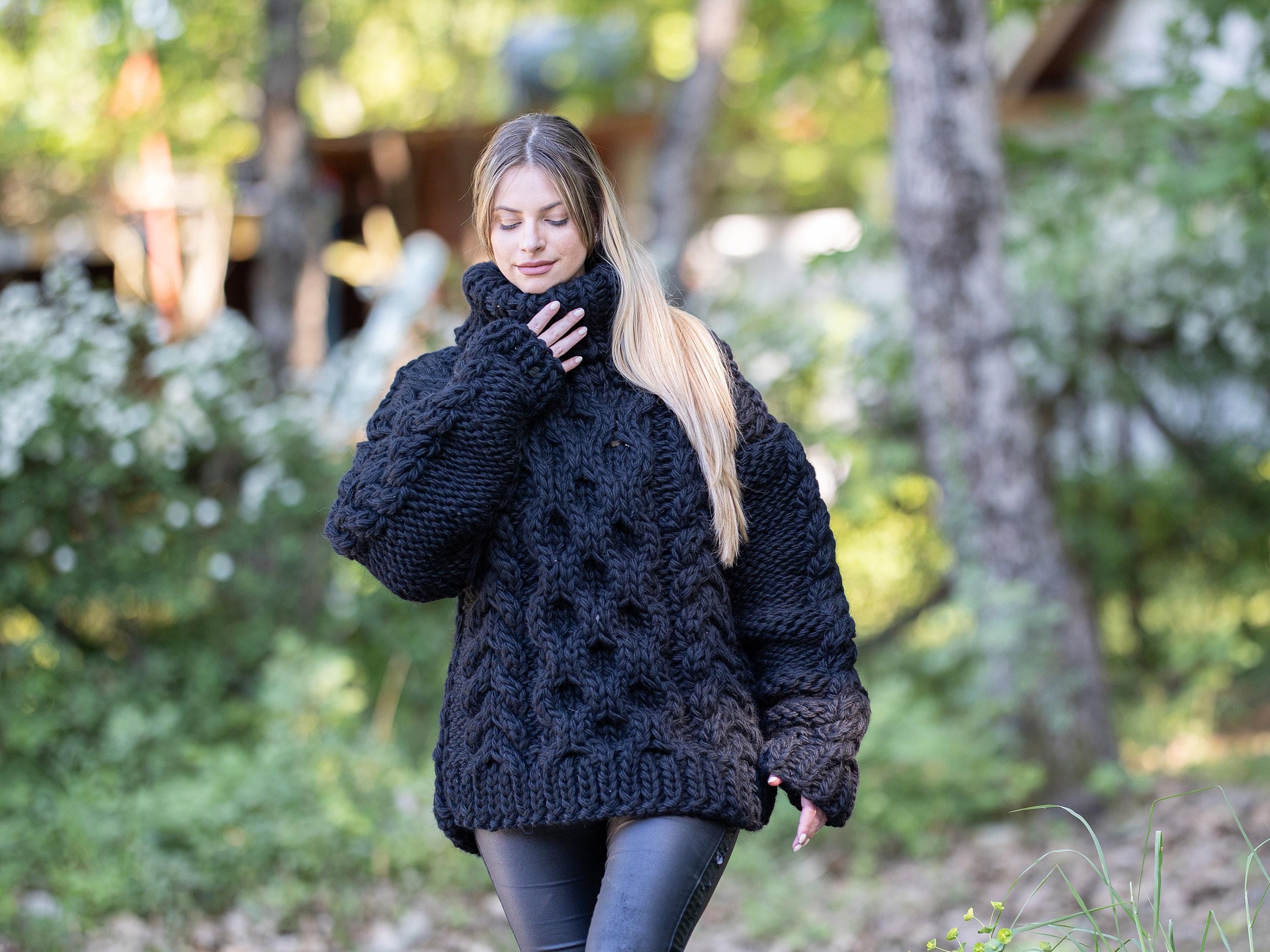 Graphpaper Big Cable Hand Knitブラック Big Cable Hand Knit ビッグケーブル ウール ハンドニット | ブランド